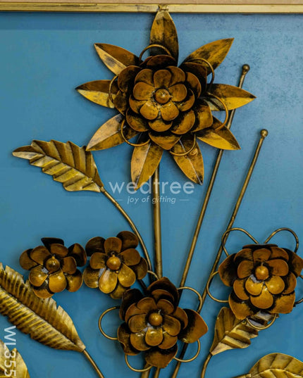 Golden Leaf With Mdf Base Wall Hanging Frame - Wl3553 Metal Decor