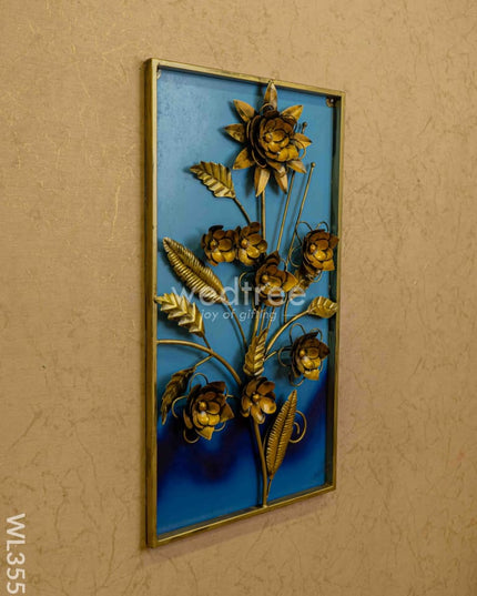 Golden Leaf With Mdf Base Wall Hanging Frame - Wl3553 Metal Decor