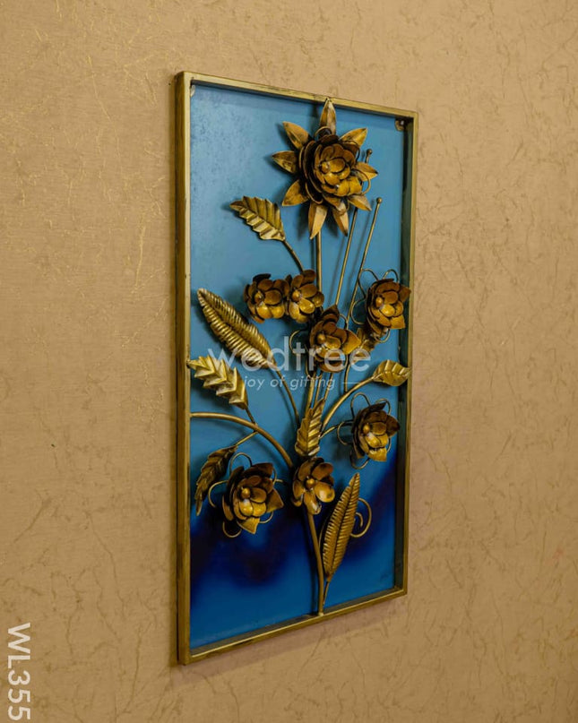 Golden Leaf With Mdf Base Wall Hanging Frame - Wl3553 Metal Decor