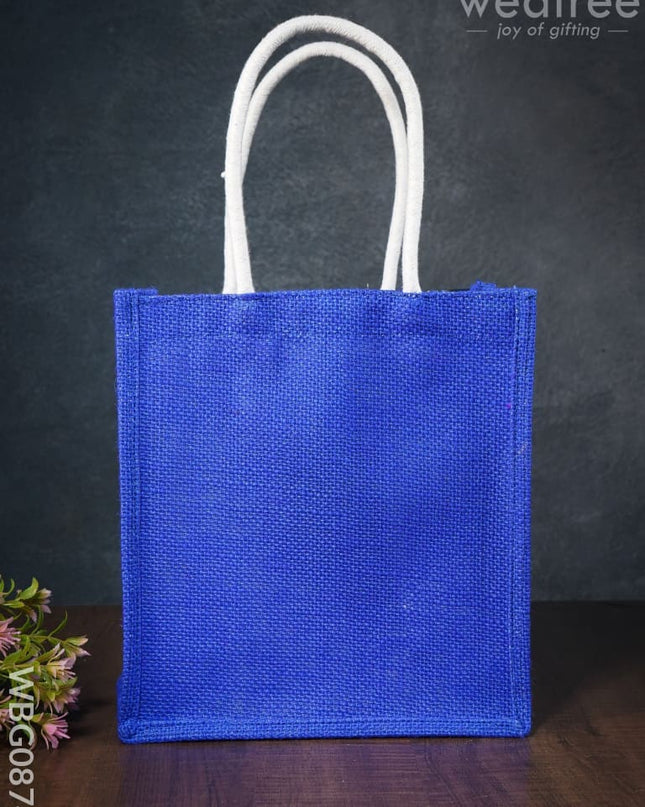 Golden Raw Silk Jute Bag With Brocade Design - 10 Inch Wbg0874 Bags