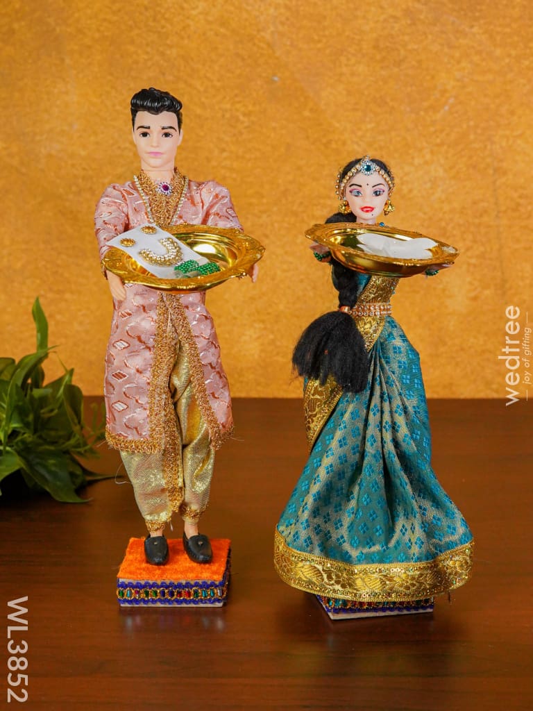 Half Saree Ceremony Doll Combo - Set Of 3 Wl3852 Wedding Essentials