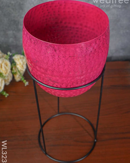Hammered Planter Pot & Stand - Wl3235 Planters