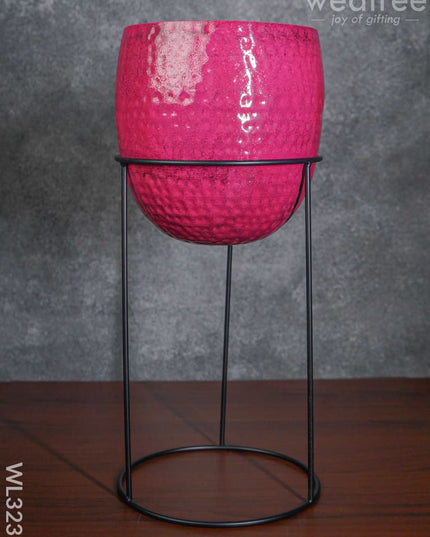 Hammered Planter Pot & Stand - Wl3235 Planters