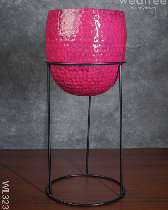 Hammered Planter Pot & Stand - Wl3235 Planters