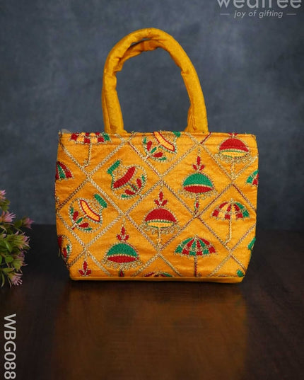 Hand Bag Embroidery Work With Handle - Wbg0880 Bags