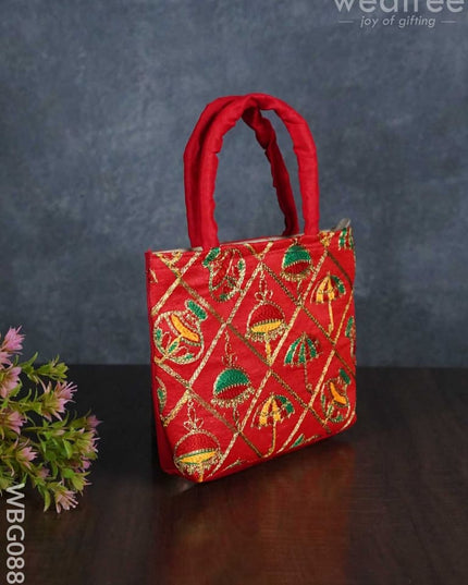 Hand Bag Embroidery Work With Handle - Wbg0880 Bags