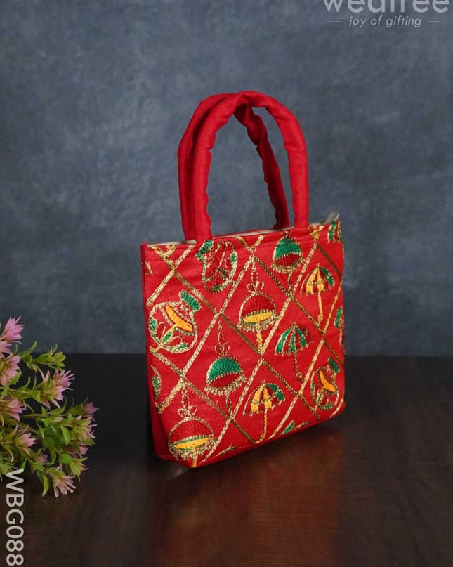Hand Bag Embroidery Work With Handle - Wbg0880 Bags