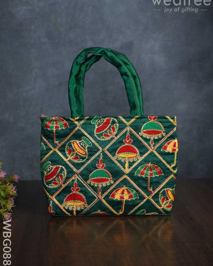 Hand Bag Embroidery Work With Handle - Wbg0880 Bags