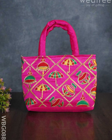 Hand Bag Embroidery Work With Handle - Wbg0880 Bags