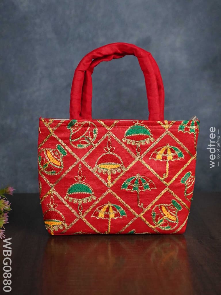 Hand Bag Embroidery Work With Handle - Wbg0880 Bags