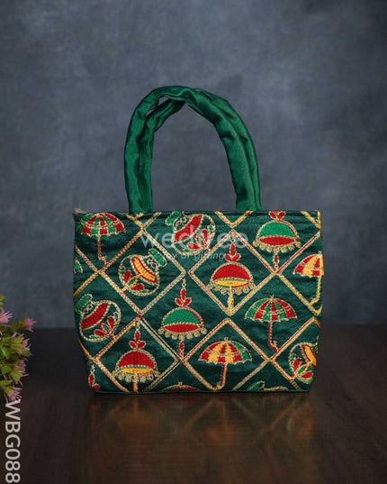 Hand Bag Embroidery Work With Handle - Wbg0880 Bags