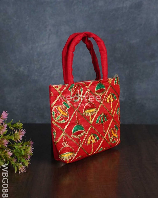 Hand Bag Embroidery Work With Handle - Wbg0880 Bags