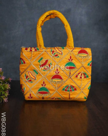 Hand Bag Embroidery Work With Handle - Wbg0880 Bags