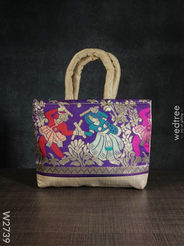 Hand Bag Rawsilk With Dandiya Prints Medium - W2739 Bags