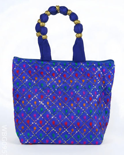Hand Bag with Allover Thread Embroidery - WBG0957-1 - Hand Bags
