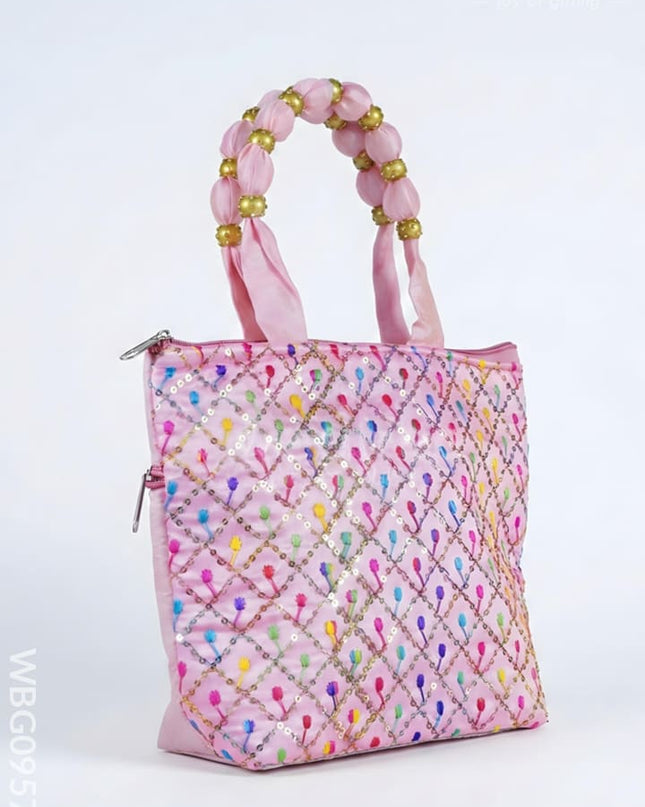 Hand Bag with Allover Thread Embroidery - WBG0957-1 - Hand Bags