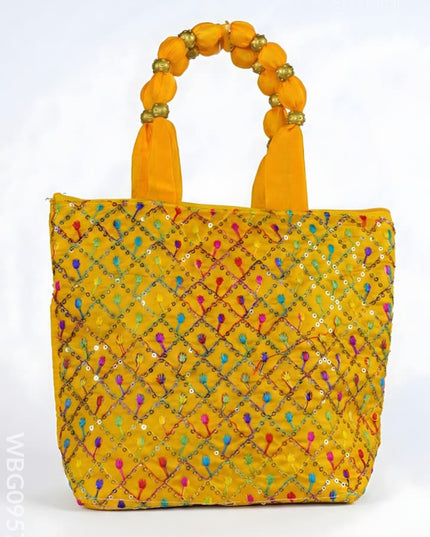 Hand Bag with Allover Thread Embroidery - WBG0957-1 - Hand Bags