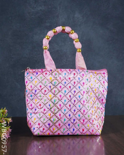 Hand Bag With Allover Thread Embroidery - Wbg0957 Small Bags