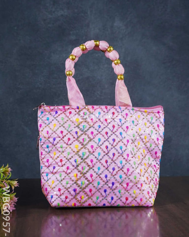 Hand Bag With Allover Thread Embroidery - Wbg0957 Small Bags