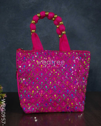 Hand Bag With Allover Thread Embroidery - Wbg0957 Bags