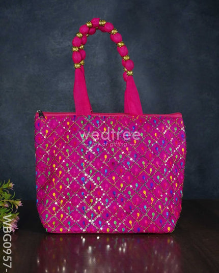 Hand Bag With Allover Thread Embroidery - Wbg0957 Bags