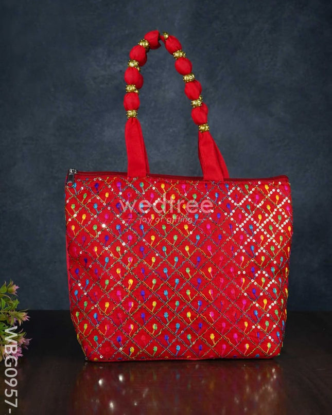 Hand Bag With Allover Thread Embroidery - Wbg0957 Big Bags