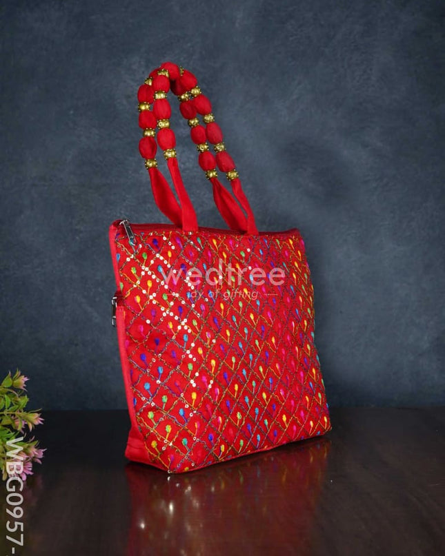 Hand Bag With Allover Thread Embroidery - Wbg0957 Bags