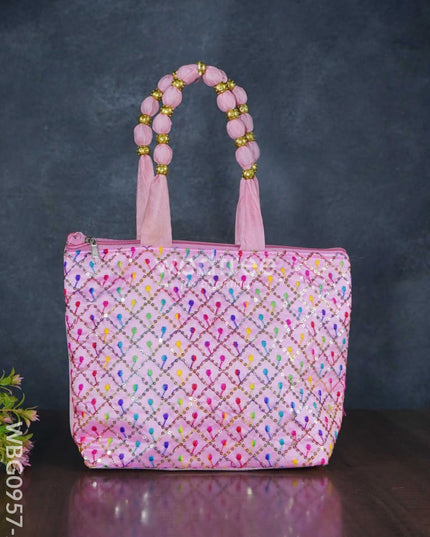 Hand Bag With Allover Thread Embroidery - Wbg0957 Bags