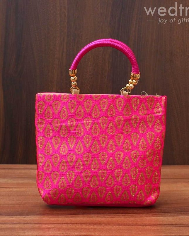 Hand Bag With Brocade Print - W3521 - Hand Bags