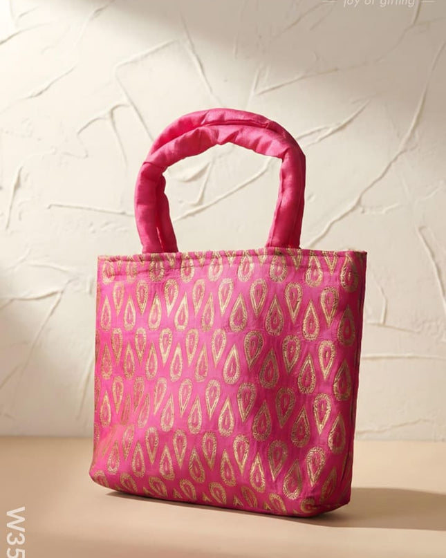 Hand Bag With Brocade Print - W3521 - Hand Bags