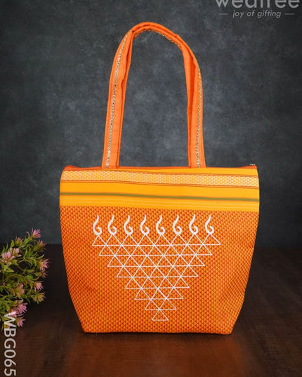 Hand Bag With Kolam Design - Wbg0651 Bags