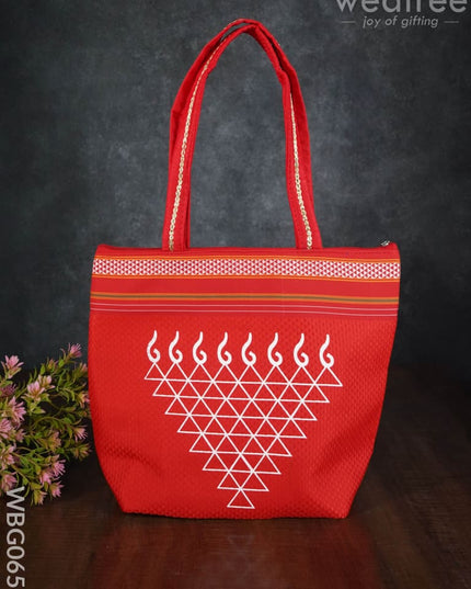 Hand Bag With Kolam Design - Wbg0651 Bags