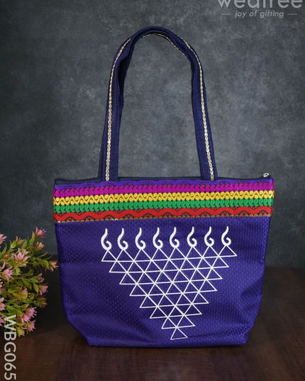 Hand Bag With Kolam Design - Wbg0651 Bags