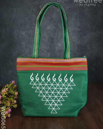 Hand Bag With Kolam Design - Wbg0651 Bags
