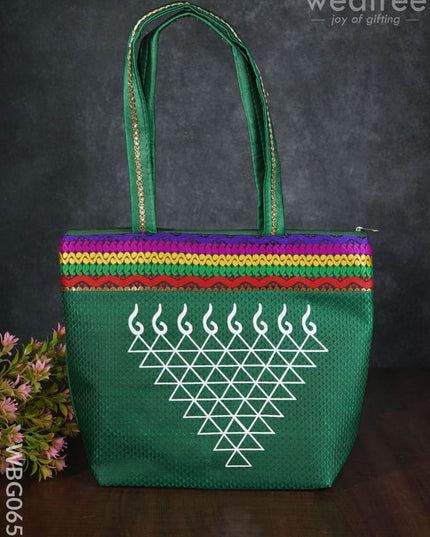 Hand Bag With Kolam Design - Wbg0651 Bags