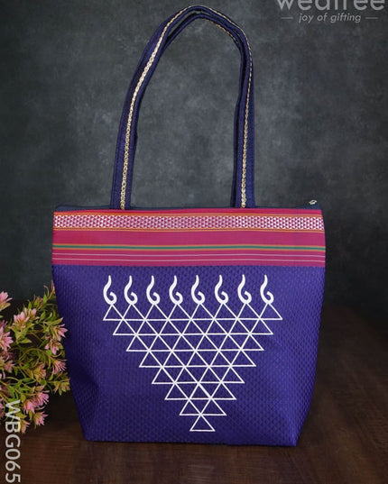 Hand Bag With Kolam Design - Wbg0651 Bags