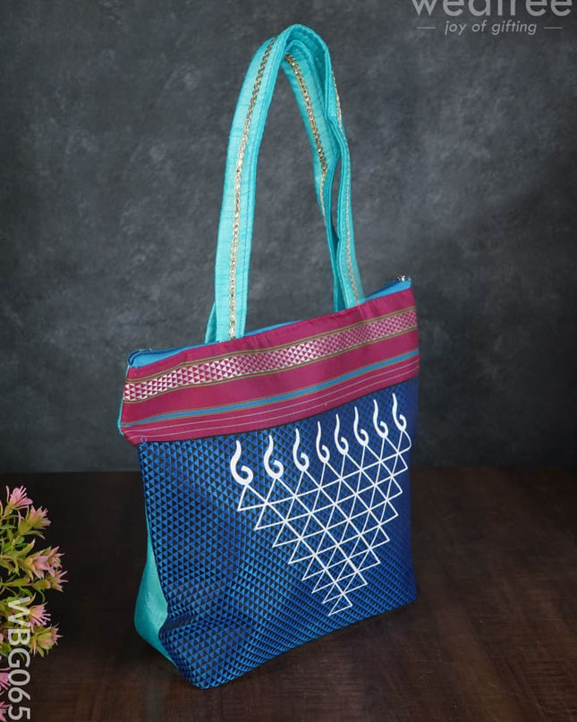 Hand Bag With Kolam Design - Wbg0651 Bags