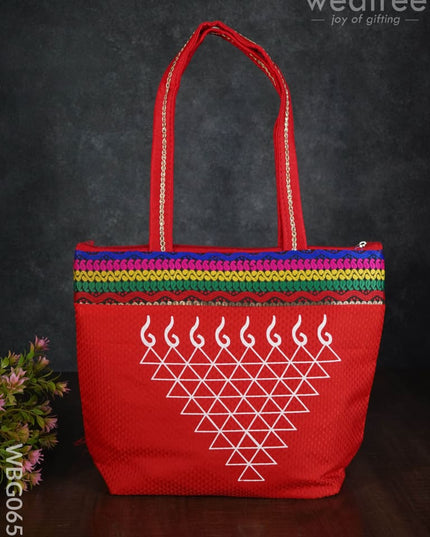 Hand Bag With Kolam Design - Wbg0651 Bags