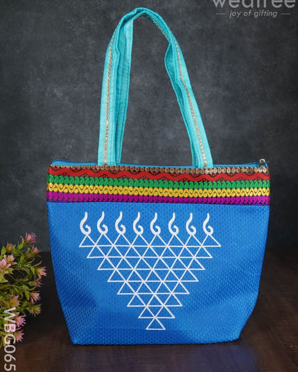Hand Bag With Kolam Design - Wbg0651 Bags