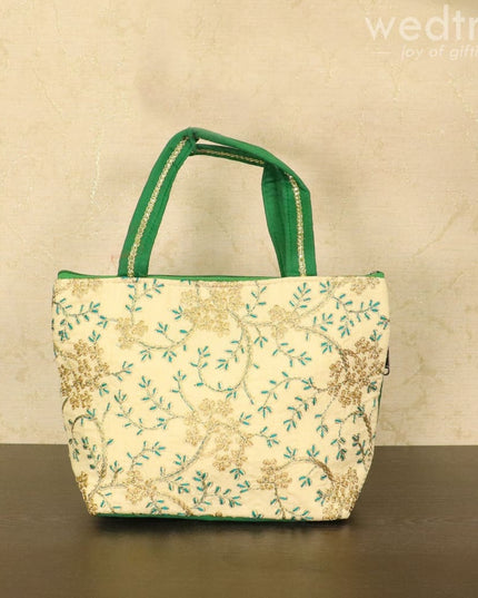 Hand Bag With Leaf And Floral Embroidery Design - W4580 Bags