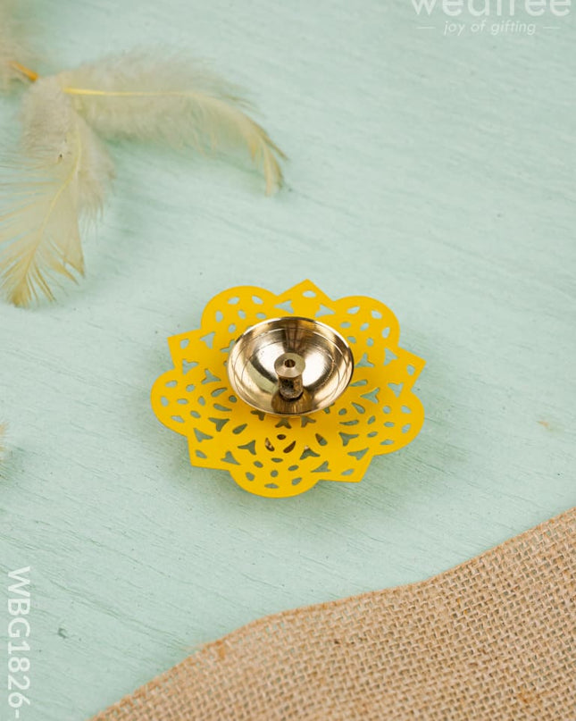 Hand Painted Brass Flower Shaped Diya - WBG1826-2 - Brass Diya RG