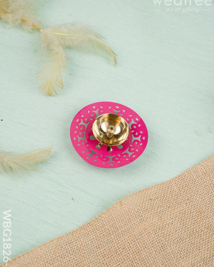 Hand Painted Brass Round Shaped Diya - WBG1826-1 - Brass Diya RG