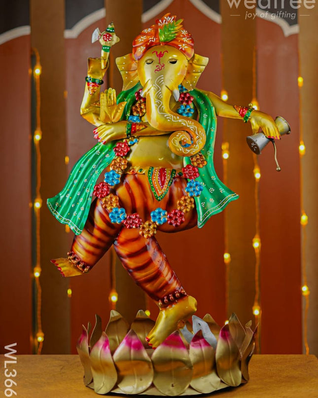 Hand Painted Dancing Ganesha Showpiece - Wl3663 Metal Decor