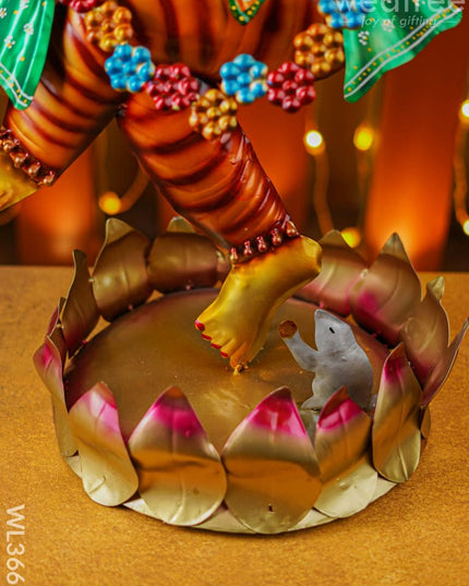 Hand Painted Dancing Ganesha Showpiece - Wl3663 Metal Decor