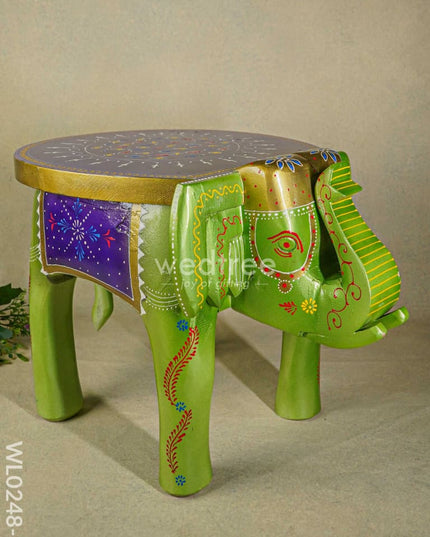 Hand Painted Elephant Stool - 15 Inch Wl0248-2 Wooden Decor