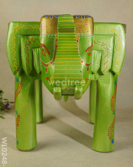 Hand Painted Elephant Stool - 15 Inch Wl0248-2 Wooden Decor