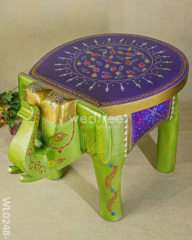 Hand Painted Elephant Stool - 15 Inch Wl0248-2 Wooden Decor