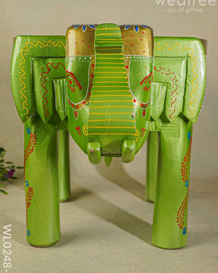 Hand Painted Elephant Stool - 15 Inch Wl0248-2 Wooden Decor