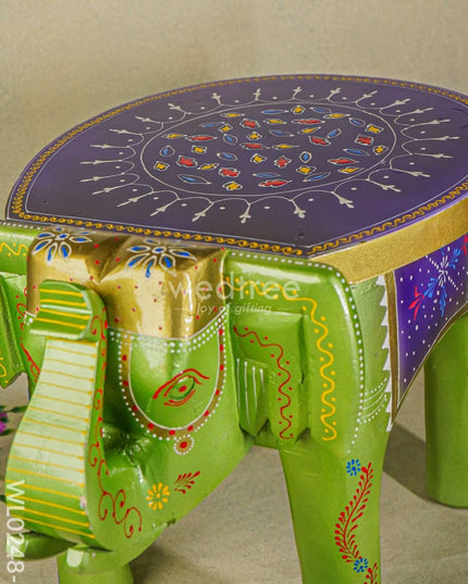Hand Painted Elephant Stool - 15 Inch Wl0248-2 Wooden Decor