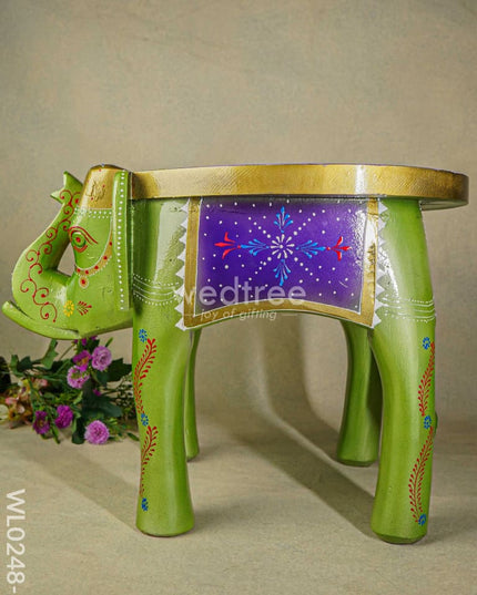 Hand Painted Elephant Stool - 15 Inch Wl0248-2 Wooden Decor